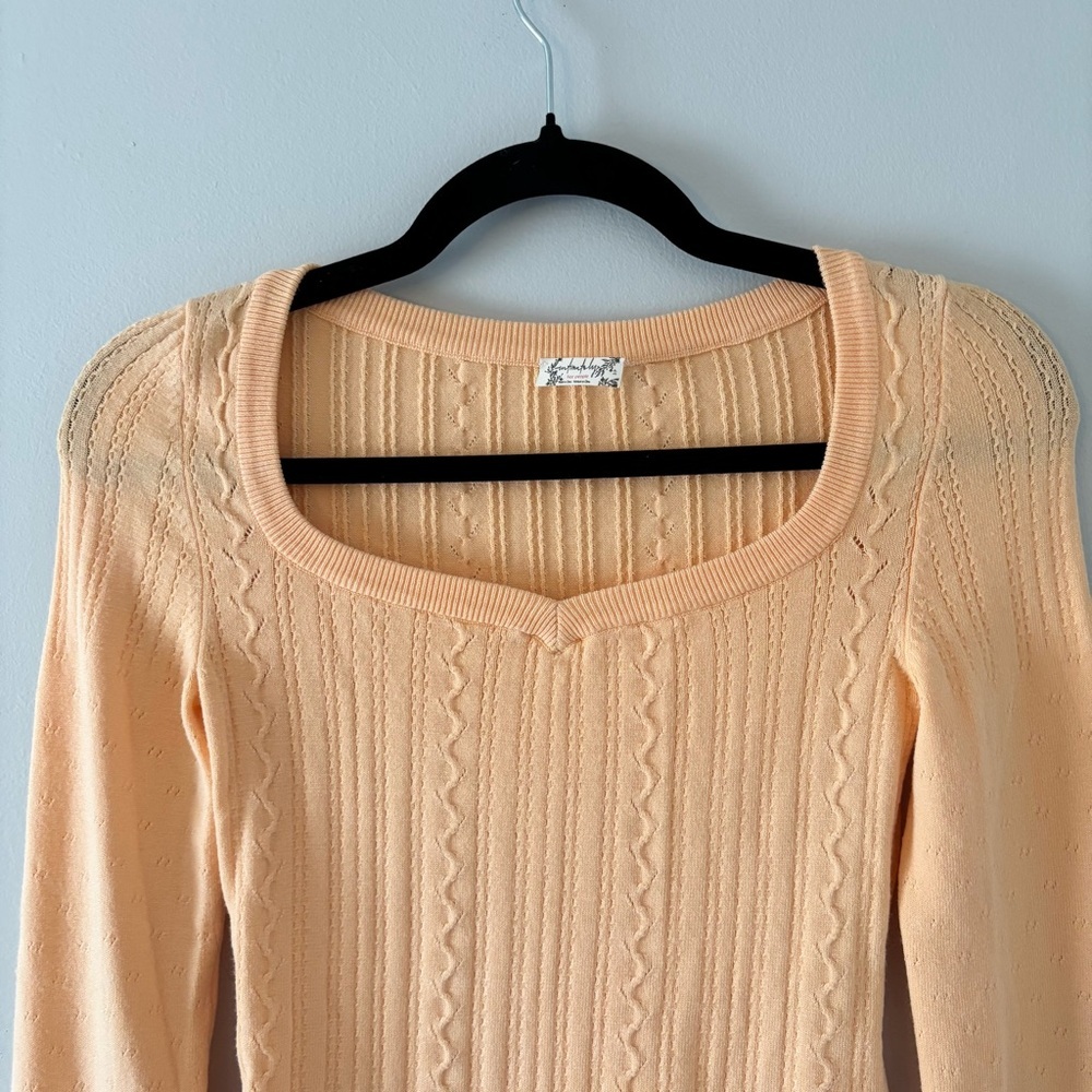 Free People Such A Dreamer Cuff Bodysuit One Piece Long-Sleeve Pointelle Knit - Picture 5 of 8